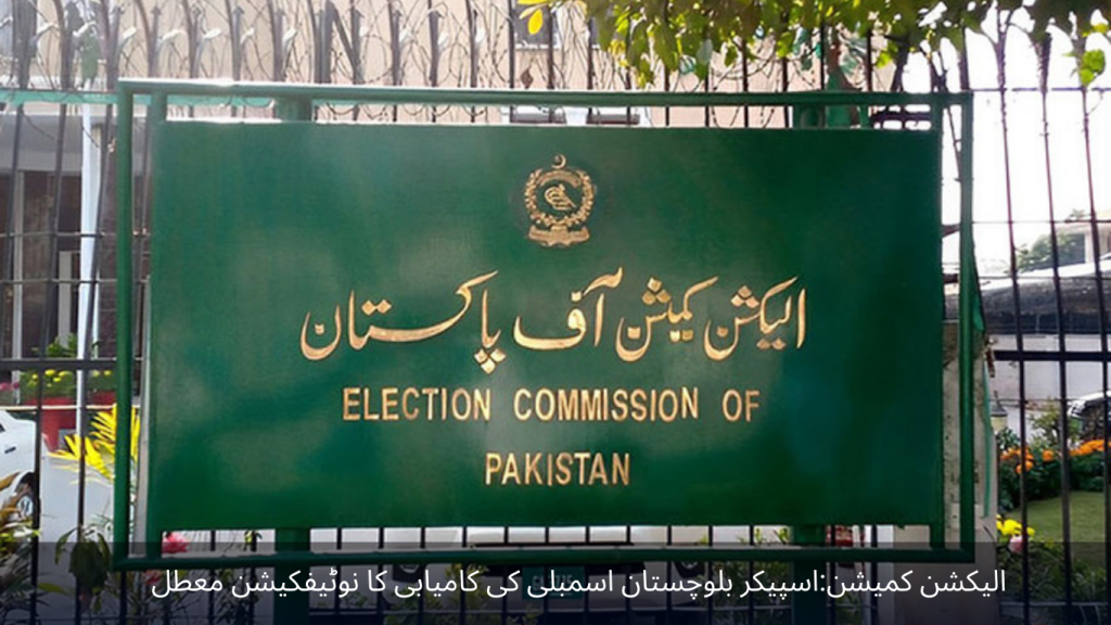 Election Commission Speaker Balochistan Assembly success notification suspended