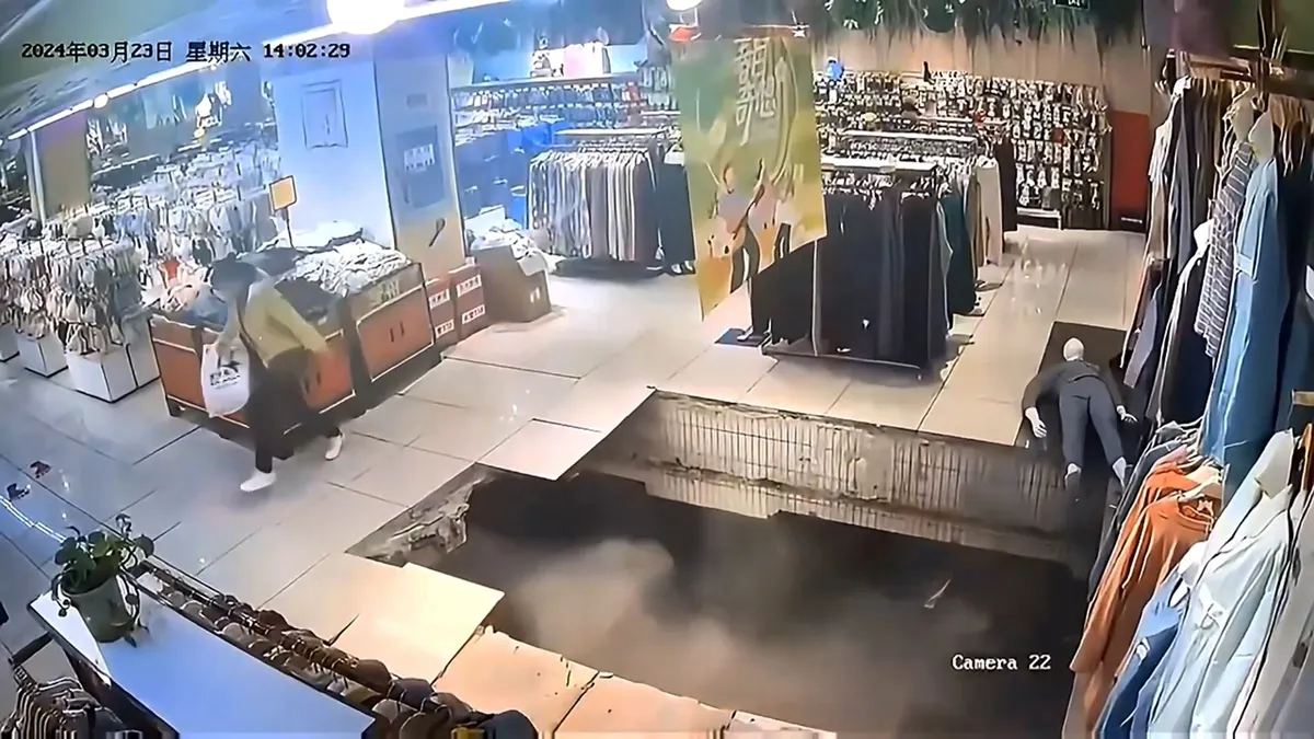 The woman disappeared after the floor of the shopping mall collapsed